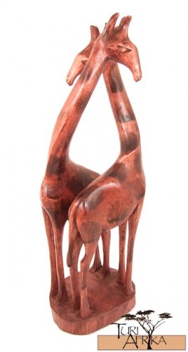 Product ID: 157 "2 Giraffes In Embrace" Wooden Sculpture