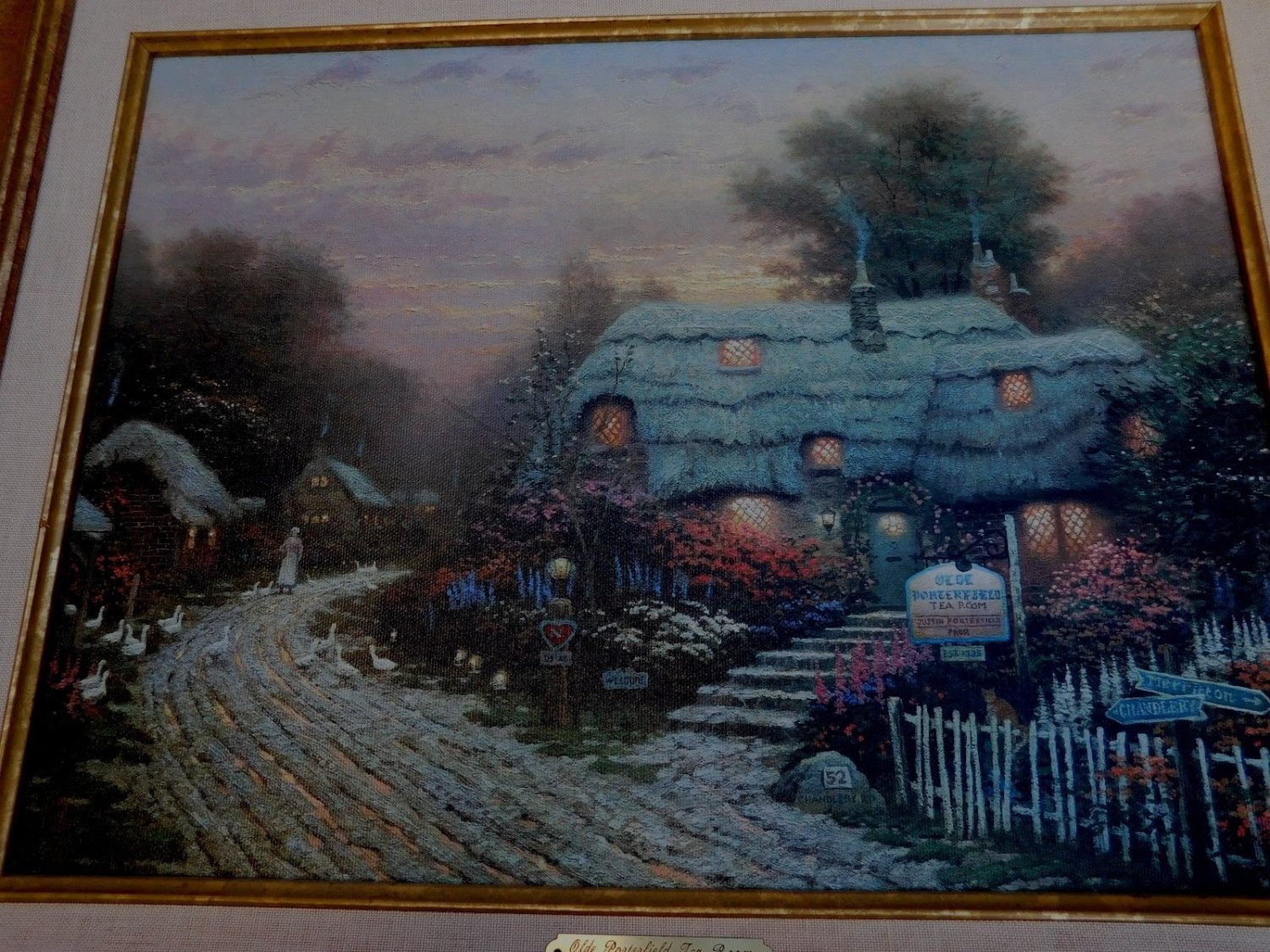 Thomas Kinkade Olde Porterfield Tea Room Canvas Coa