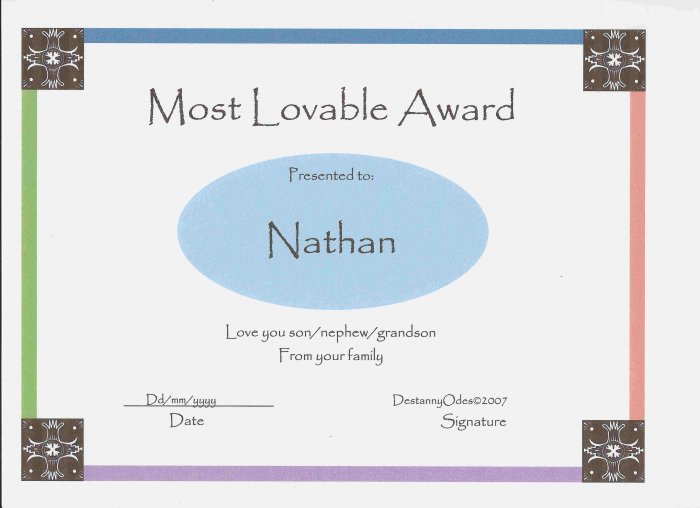 Most Lovable Certificates for Boys