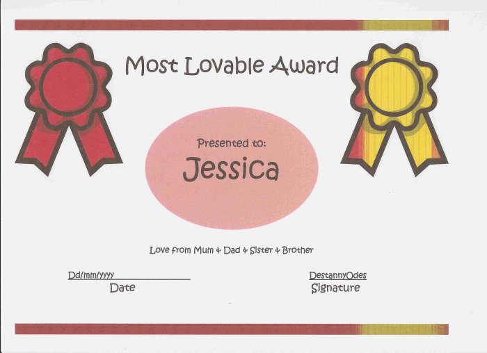 Most Lovable Certificates for Girls