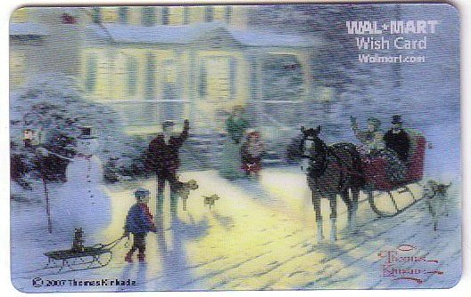 Walmart Collectible Gift Card - Lenticular - Thomas Kinkade Winter Scene VL4060