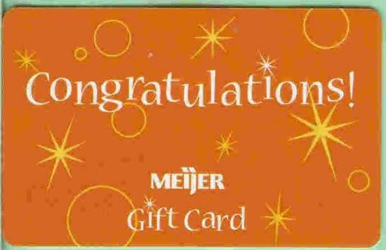 Meijer Collectible Gift Card - Orange Congratulations! Stars & Bubbles 10124xx