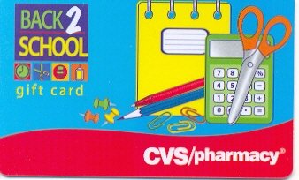 CVS Pharmacy Collectible Gift Card - Back 2 School Supplies VL-2925