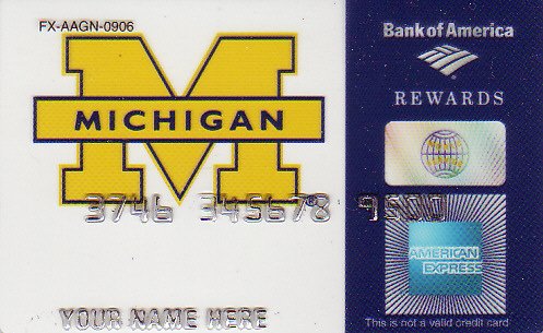 American Express Bank of America Promotional Credit Card - University of Michigan - FX-AAGN-0906