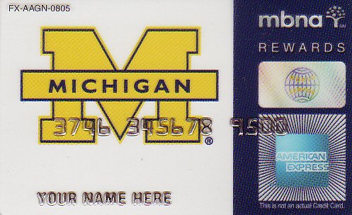 American Express MBNA Promotional Credit Card - University of Michigan - FX-AAGN-0805