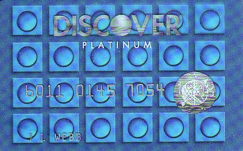Discover Platinum Clear Blue Promotional Credit Card