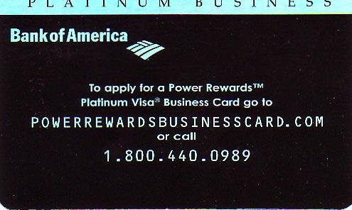 Bank of America Power Rewards Platinum Visa Business Promotional Credit Card - FC-BPR-1107