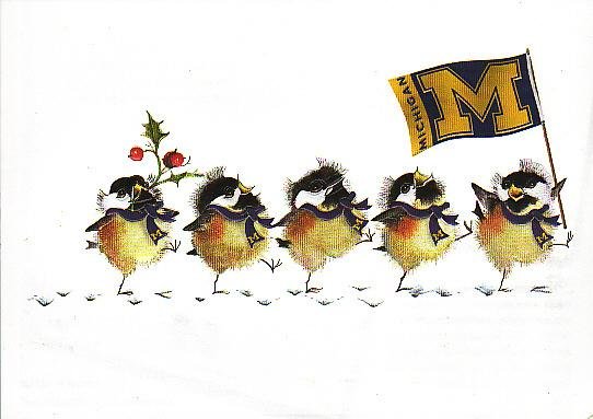 University of Michigan Christmas Card Promo Print - Chickadee Cheer H210