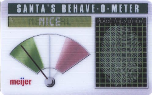 Meijer Collectible Gift Card - Lenticular - Santa's Behave-O-Meter 11006xx - USED