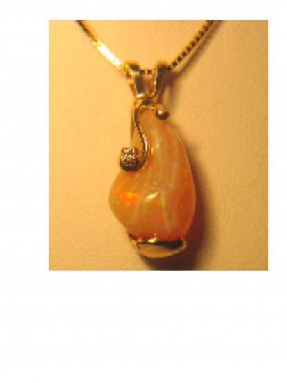 Mexican Fire Opal and Diamond Pendent