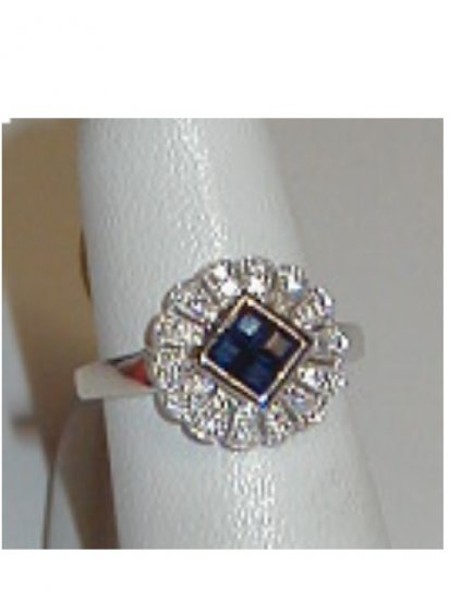 Blue Sapphire and Diamond Ring