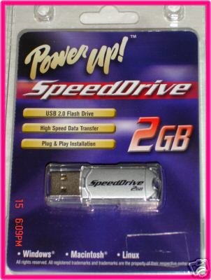 New Power Up SpeedDrive 2GB USB 2.0 Portable Flash Drive - Retail