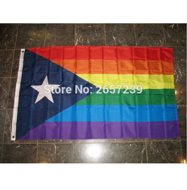 X Ftpuerto Rico Rainbow Gay Pride Flag Banner D Polyester Brass