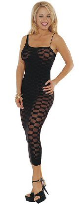 Music Legs Black Checker Long Gown with Spaggeti straps