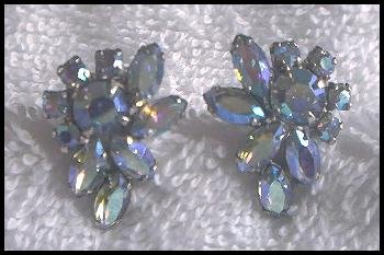 Signed Sherman AB Swarovski Rhinestone Earring Set