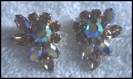 Signed Sherman AB Swarovski Rhinestone Earring Set