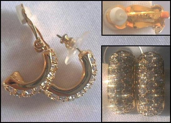 SWAROVSKI CRYSTAL GOLD PLATED EARRINGS CLIP & PIERCED