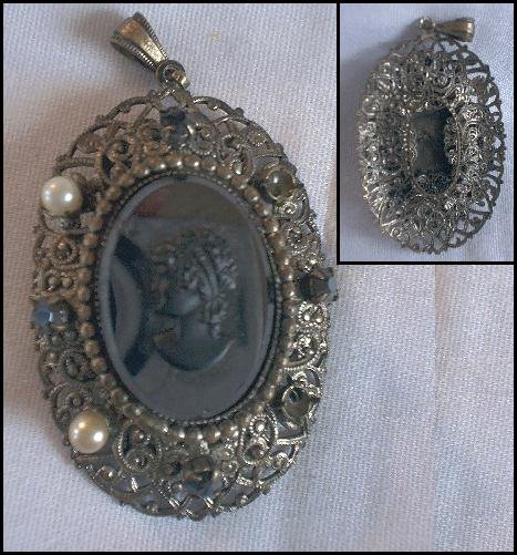 ANTIQUE FILIGREE WITH CAMEO BROOCH FOR PARTS
