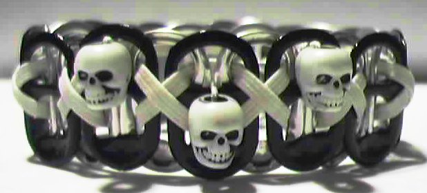 SKULL: Black & GID Pop-Tab Bracelet (X)