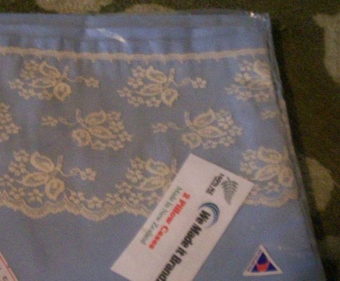 Light Blue Pillow Cases (lace)