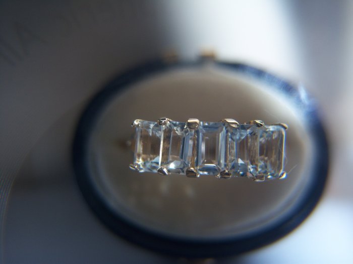 5- Stone White Topaz 10K Gold Ring