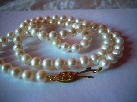 White Pearl Strand Necklace w/10k Gold Clasp. MSRP: $195.00