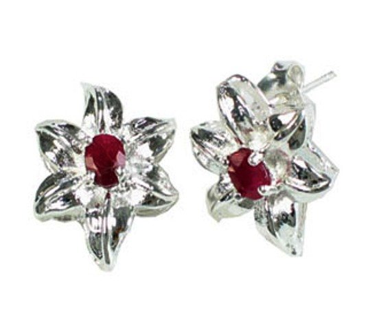 Sterling Silver Ruby Lily Earrings