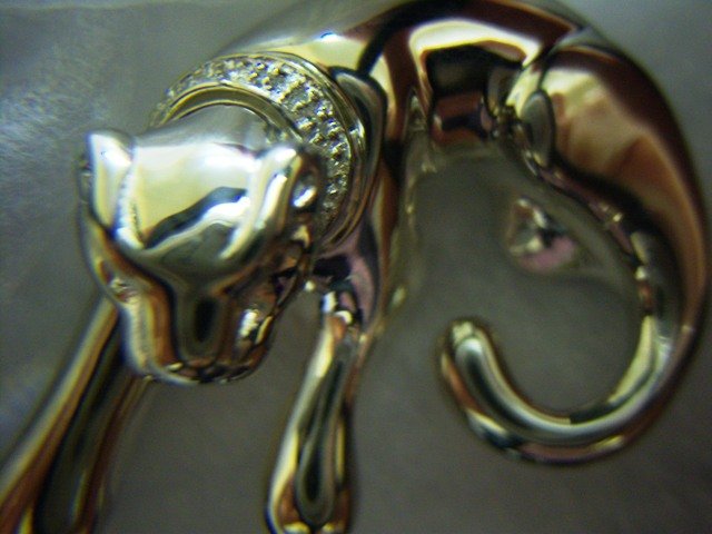 Sterling Silver Panther Slide With Diamond Collar. MSRP: $69.95