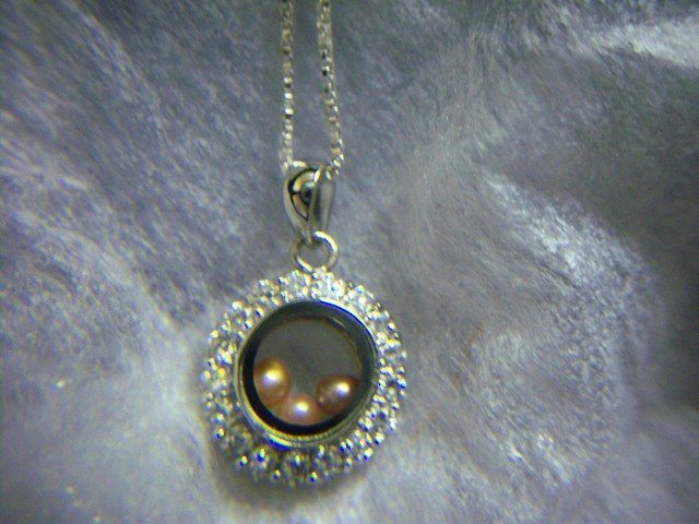Sterling Silver Round Floating Pearls Pendant