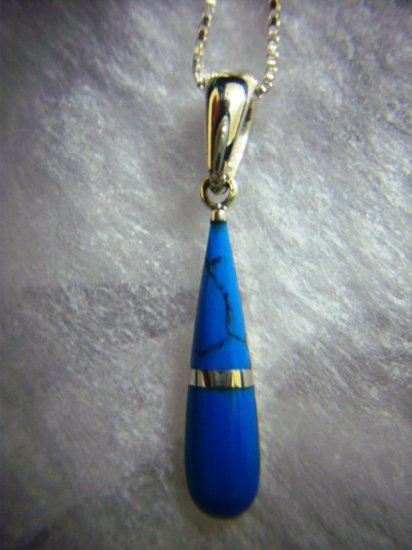 Sterling silver Turquoise drop pendant. (Click photo for Euro price).