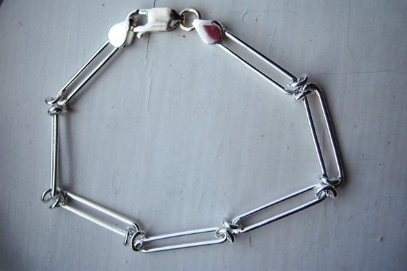 Sterling Silver Link Chain Bracelet with Lobster Clasp.