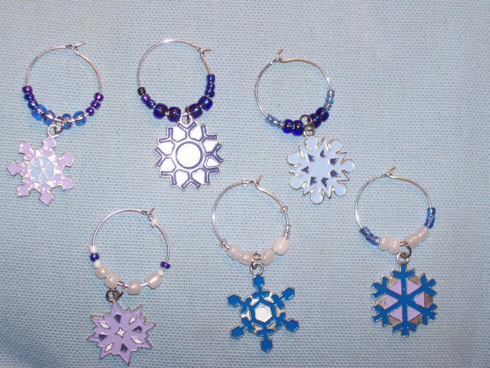 Snowflake Wine Charm Charms Markers: Set of 6