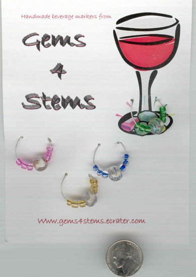 Pastel Beaded Wine Charm Charms Markers: Set of 4