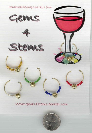 Jingle Bells Christmas Wine Charm Charms Markers-Set of 6