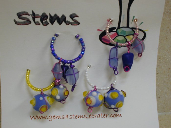 Purple Beaded Wine Charm Charms Markers: Set of 4