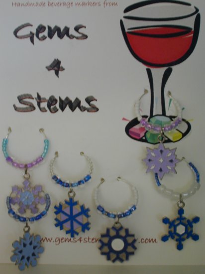 Snowflake Wine Charm Charms Markers: Set of 6