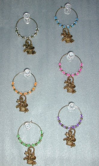 Spring Garden Basket Wine Beverage Dessert Glass Charm