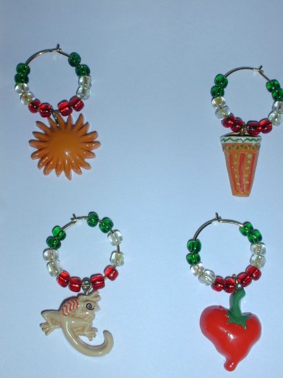 Set of 4 Cinco de Mayo Wine Glass Charms Beverage Markers