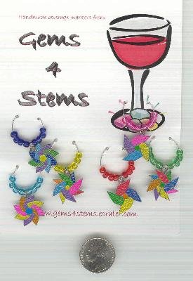 6 Fun Pinwheel Colorful Wine Glass Charms Beverage Markers