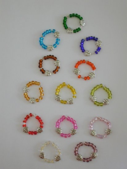 Set of 4 Beaded Leaves Wine Glass Charms- You Pick Your Colors