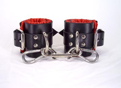 Red satin lined ankle cuffs