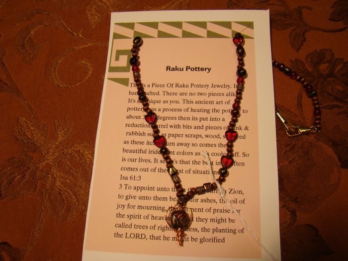 Raku garnet & crystal necklace
