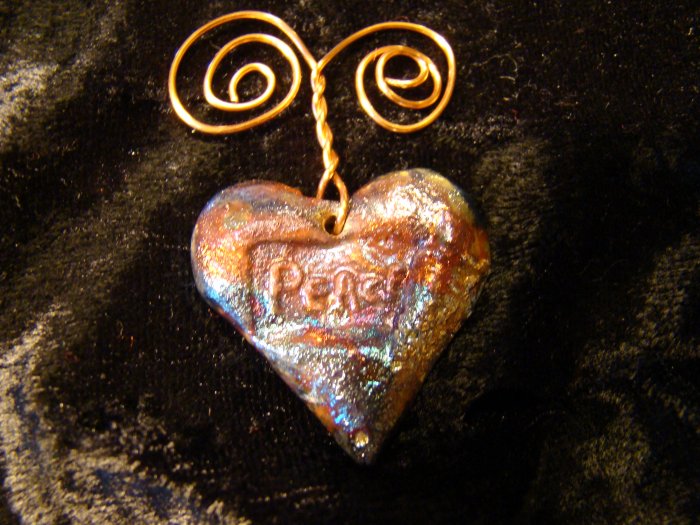 raku heart peace pendant