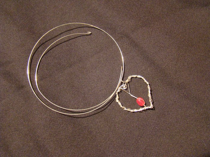 my silver heart pink gemstone