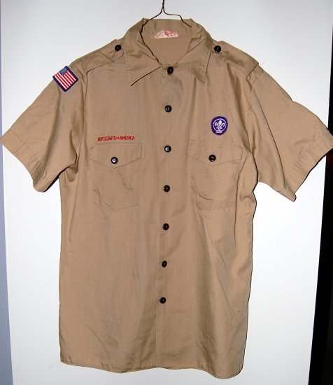 Official Boy Scout Uniform Shirt Adult Medium Used With World Crest