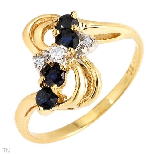 Genuine Diamonds and Sapphire Ring