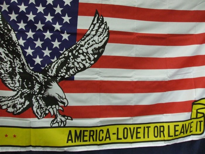 Flag- Eagle with Banner That Says "America Love It Or Leave It"