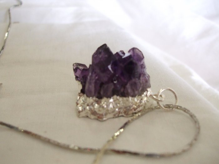Amethyst Cluster on a Silver Chain