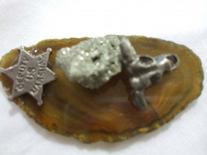 Handcrafted Wild West Scene Done on a Agate Slice