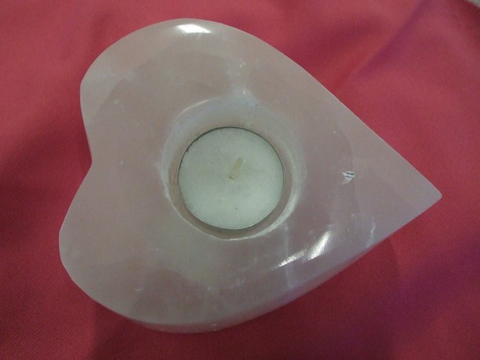 White Heart Shaped Selenite Peak Candle Holder